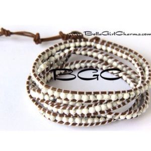 Genuine 5 leather boho style wrap bracelet
One size fits all